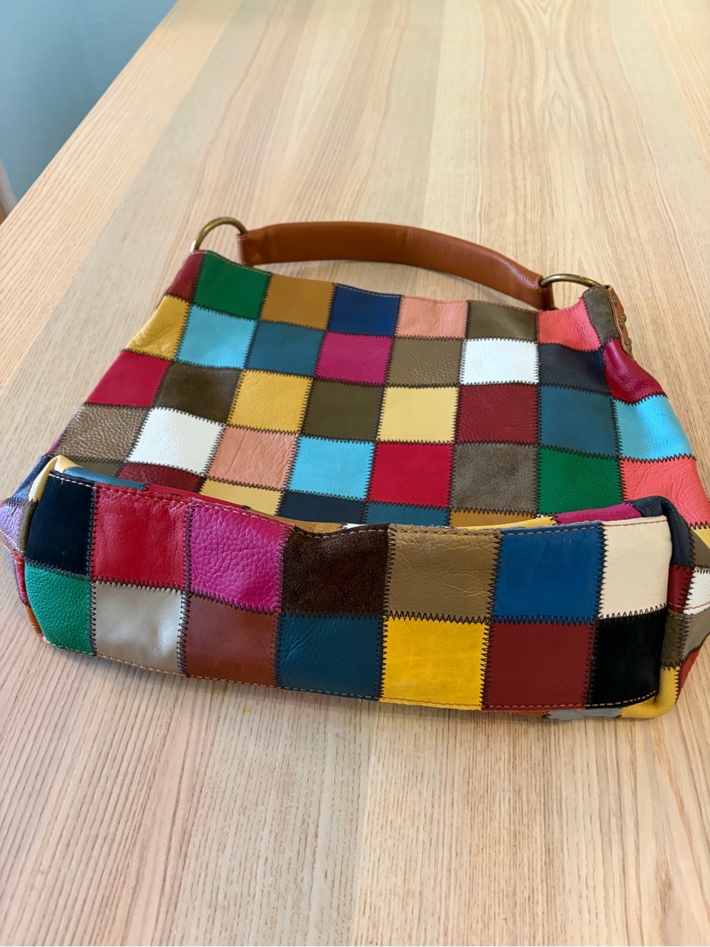 Stella & Max Multi-Color Patchwork Leather Hobo Bag NWOT - Picture 4 of 6